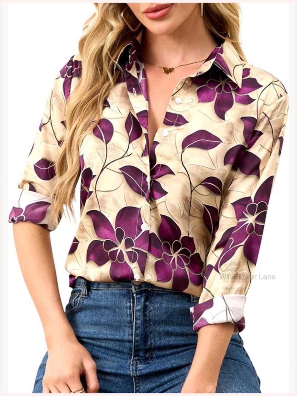 Silky Button Down Shirt Long Sleeve Work Blouse Wrinkle-Resistant Business